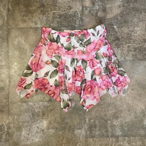 mind games y2k deadstock pink rose fairy asymmetrical white mini skirt large